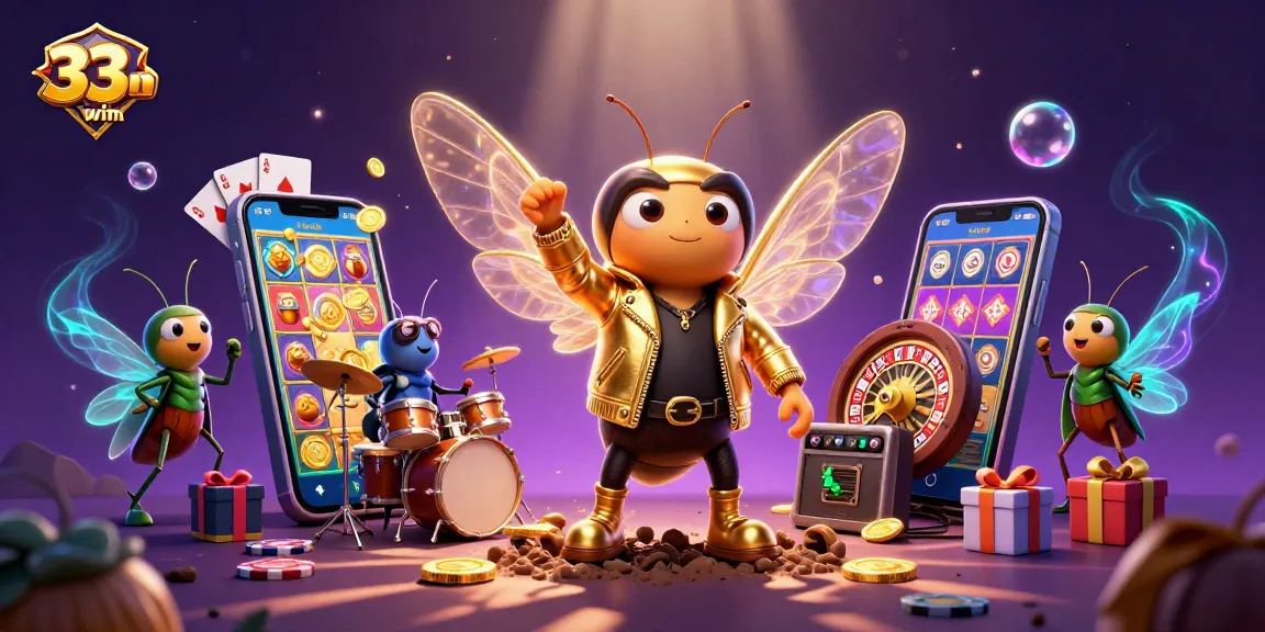 Engage with the vibrant world of 33win through this dynamic 3D casino illustration.