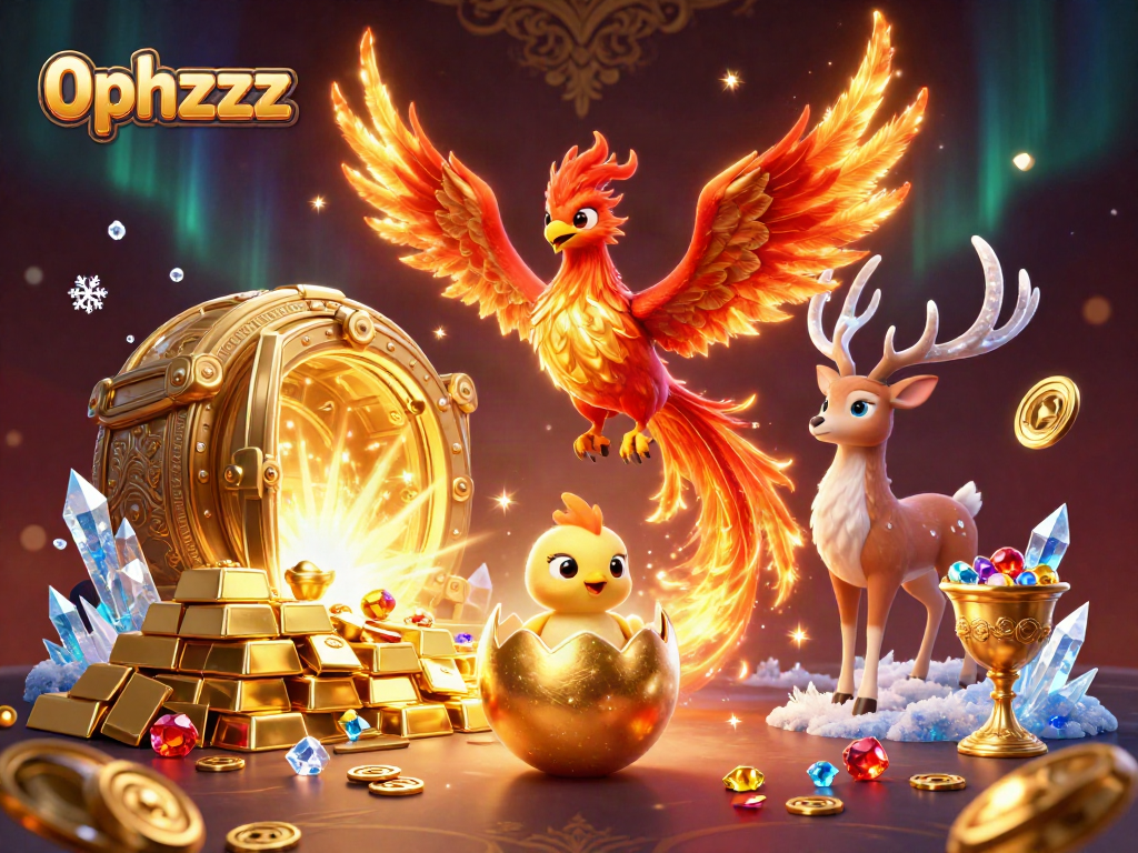 Experience the magic of 0phzzz with a majestic phoenix and treasures in dynamic casino action.