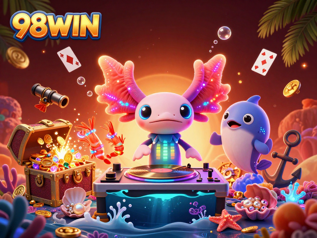 Engage with the exciting underwater gaming world at 98WIN with a vibrant DJ party.