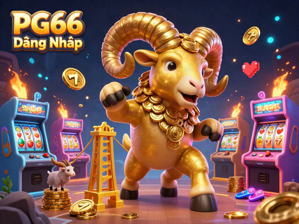 Engage with PG66 Đăng Nhập as a dynamic golden ram charges through a vibrant casino scene.